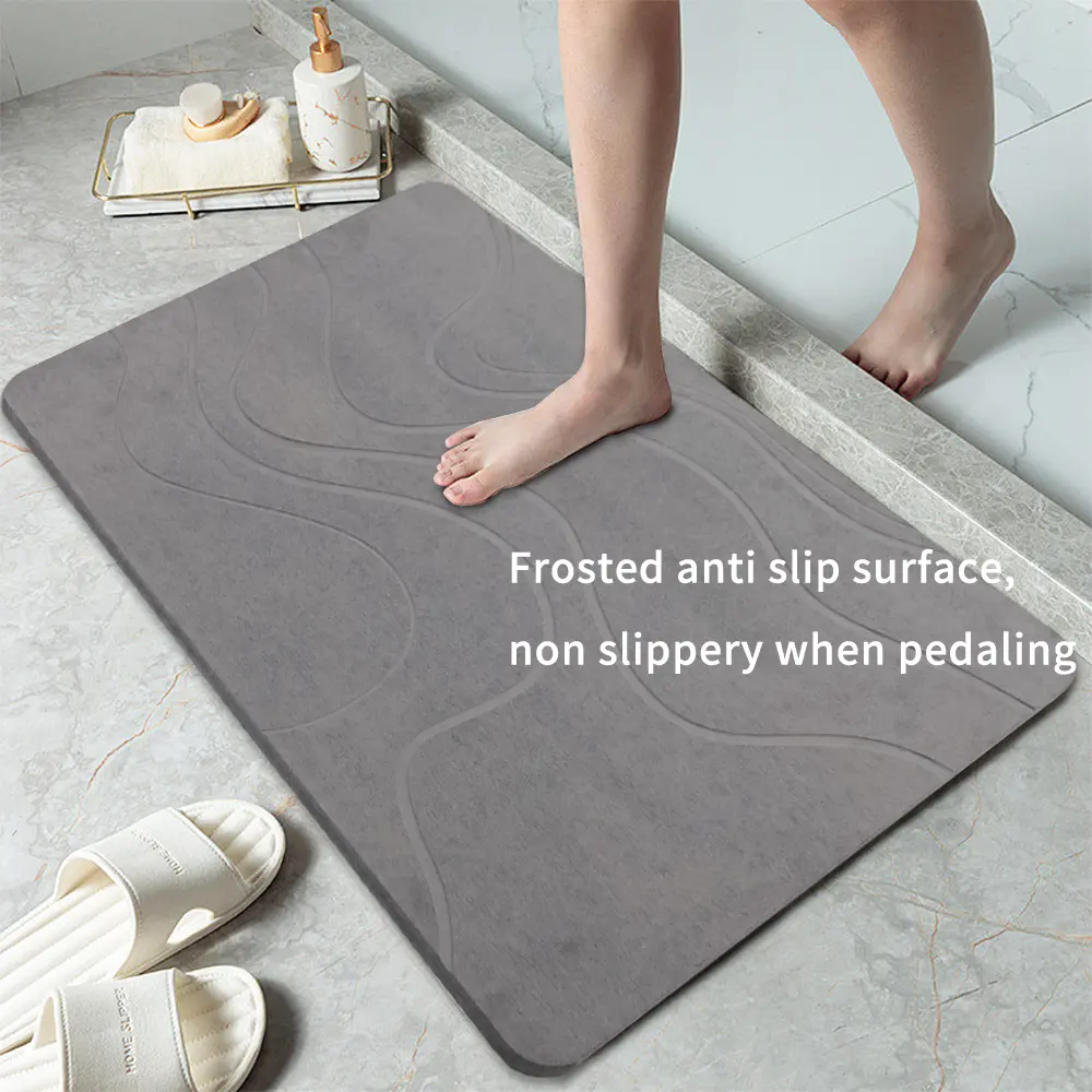 Tapete de banheiro super de secagem rápida com água, tapete antiderrapante para banho, tapete de pedra de algodão para banheiro