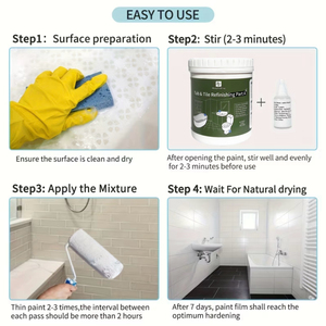 Kit <span class=keywords><strong>de</strong></span> <span class=keywords><strong>Pintura</strong></span> <span class=keywords><strong>para</strong></span> Renovación <span class=keywords><strong>de</strong></span> Cerámica Negra (35oz) <span class=keywords><strong>para</strong></span> Lavabos, Inodoros, Bañeras, Paredes, Cubre Aproximadamente 6-8 Superficies ㎡ - Product Image 6