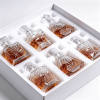 Ensemble de carafes en verre gravé, carafe en cristal transparente de luxe pour whisky, brandy, bar à domicile, cadeau, présentation