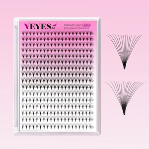 VEYES INC NarrowPro 14D/16D Ventilateurs de volume préfabriqués Cils synthétiques PBT coréens faits à la main avec boucle CC/B/C naturelle Mélange de 17mm de longueur - Product Image 1