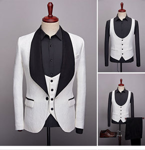 Jacquard châle revers <span class=keywords><strong>homme</strong></span> costume marié <span class=keywords><strong>mariage</strong></span> hommes Blazer garçons d'honneur costumes 3 pièces veste gilet pantalon cravate - Product Image 2