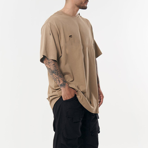 T-shirts grande taille surdimensionnés personnalisés pour hommes tenue quotidienne t-shirts à col ras du cou en coton épais pour hommes t-shirts - Product Image 1