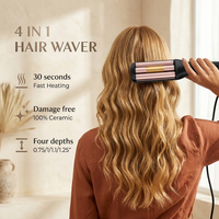 Professionnel 3 Baril Fer À Friser Cheveux Waver Chauffage Rapide En Céramique Grande Vague Cheveux Bigoudi pour Hôtels
