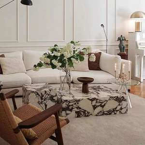 Mobilier moderne design décor à la française style blanc violet Calacatta Viola <span class=keywords><strong>table</strong></span> basse en marbre à vendre - Product Image 6