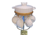 Ensemble de soupières en céramique blanche à bord doré de luxe, avec 6 bols et 6 cuillères pour dîner en famille