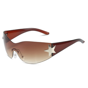 Lunettes de soleil sans monture à motif étoile, verres PC UV400, unisexe, pour sports de plein air, cyclisme, style tendance, type 3, pare-soleil - Product Image 4