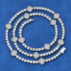 Bespoke GRA Certified Moissanite Tennis <b>Chain</b> 925 Sterling Silver Hip Hop <b>Iced</b> <b>Out</b> Bling Necklace Pass Tester - Product Image 1