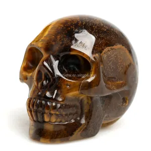 Manufacturer price the natural stone tiger eye crystal head skulls