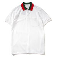 T-shirt col rabattu pour hommes, couleur Pure 100% coton, Logo personnalisé, haute quantité