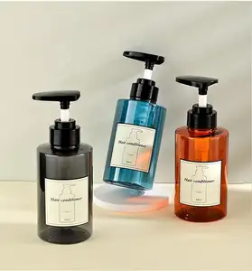 Novo Design Shampoo Embalagem Redonda Imprensa Bomba Géis de Chuveiro Garrafas Vazio Cuidados Com A Pele 500ml Pet Shampoo Garrafas
