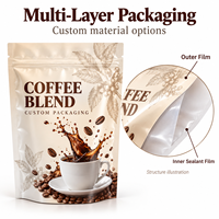 Sacs d'emballage pour café personnalisés mats avec valve de dégazage et fermeture éclair, pochettes haute barrière pour marques de café de spécialité
