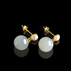 Boucles d'oreilles en jade néphrite naturel rondes, incrustation argent S925, bijoux pour femmes, style simple et tendance, certificat d'évaluation D864 - Product Image 4