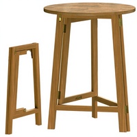 Table de bar moderne en bois massif pliable, hauteur 110 cm, diamètre 80 cm, en acacia, pour intérieur/extérieur, ensemble bistrot, jardin, mobilier d'extérieur
