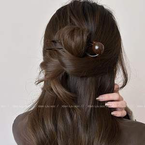 13cm 光沢のあるバンズパン ポニーテール U字型 フレンチヘアピン ボール ヘアクリップ フォーク スティック アクセサリー U字型ヘアピン 女性 女の子用 - Product Image 5