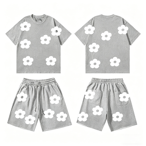 Ensemble <span class=keywords><strong>de</strong></span> shorts imprimés en pâte feuilletée 3D <span class=keywords><strong>de</strong></span> haute qualité - Shorts décontractés américains à col rond en pur coton pour hommes - Product Image 6