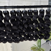 Extensiones de Cabello Humano Virgen Vietnamita con Ondas Naturales, Color Natural, Textura Suave y Lisa, Doble Trama a Máquina, Densidad Completa 10A