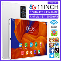 Tablet Pro 14 de 11 Pulgadas MTK, 16GB+1TB, 108MP, 8000mAh, 5G, Doble SIM+TF, Lápiz Activo, Teclado Folio, Ratón, Wi-Fi Empresarial