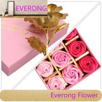 Fleur artificielle 12pcs boîte rose savon fleurs tête mousse roses mariage saint valentin boîte cadeau wiEV fleurs