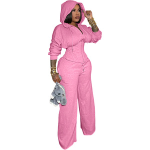 CN6347 Completo Invernale da <span class=keywords><strong>Donna</strong></span> con Cappuccio, Due Pezzi, <span class=keywords><strong>Pantaloni</strong></span> Casual, Cintura Personalizzata (con Fibbia a Lisca di Pesce), Maniche Lunghe - Product Image 4