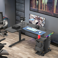 Bureau de jeu d'angle ergonomique en L avec lumière RVB directe d'usine en gros cabriolet au design moderne bureau à domicile bureau d'ordinateur en bois massif