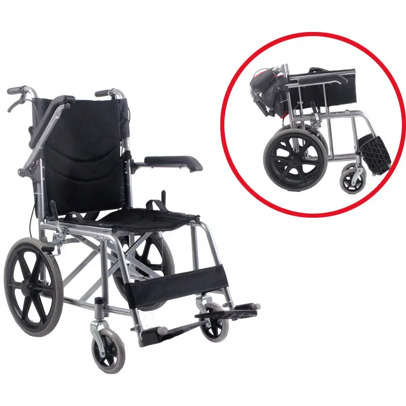 Kursi roda Manual skuter mobilitas orang tua cacat ringan baja karbon