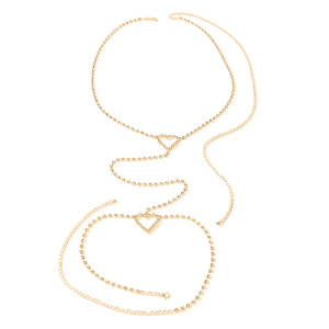 Geometrik Moda Bacak Zinciri - Çift Kalpli Pençe Zinciri ve Yapay Elmaslı Vücut Zinciri, Seksi Bacak Zinciri, Bel Zinciri - Product Image 5