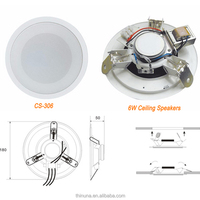 Thinuna CS-306 haut-parleurs de plafond passifs sans cadre 6w haut-parleur de plafond audio 4 pouces à gamme complète à montage rapide pour pièce intérieure
