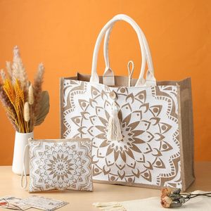 Bolsa de yute para <span class=keywords><strong>mujer</strong></span>, venta al por mayor, logotipo personalizado, bolsa de boda de yute, bolsa de compras de yute de arpillera para regalos de cumpleaños de playa - Product Image 5