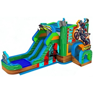 Parcours d'obstacles gonflable Tornado Alley, château gonflable commercial humide/sec avec toboggan, combo château gonflable pour enfants - Product Image 4