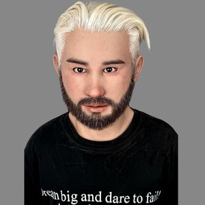 Masque en silicone blanc pour cheveux, masque de tête complet de qualité cinématographique avec texture de peau réaliste pour le cosplay et les farces - Product Image 2