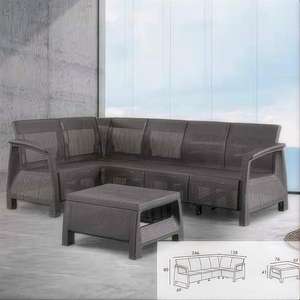 Ensemble de canapé de patio moderne 4 pièces, mobilier de jardin d'extérieur, motif en rotin, matériau en plastique PP, style et fonctionnalité combinés - Product Image 3