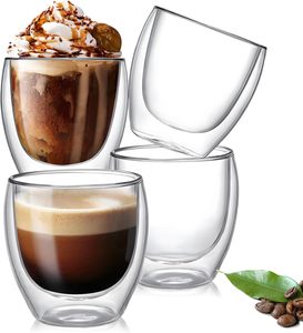BS-3 150ml 5oz Petites tasses à café en <span class=keywords><strong>verre</strong></span>, mini-tasses à expresso transparentes isolées à <span class=keywords><strong>double</strong></span> paroi pour machine à expresso - Product Image 4