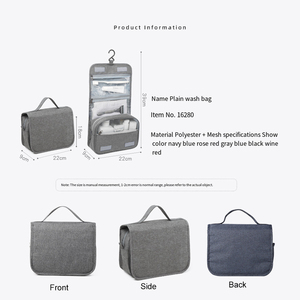 Kit Dopp para hombre y <span class=keywords><strong>mujer</strong></span>, organizador de artículos de tocador colgante, bolsa de lavado, dureza suave, poliéster duradero, almacenamiento diario, maquillaje, ducha de baño - Product Image 3