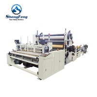 Machine à découper et à rembobiner les rouleaux de papier toilette semi-automatique/entièrement automatique Shengfeng, avec PLC ABB, transforme les rouleaux jumbo en petits rouleaux
