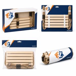 Balançoire suspendue en bois massif à 3 lames, siège de balançoire en bois de 40 cm, corde de 2 m pour enfants, jeu de jardin, vente directe d'usine OEM - Product Image 3