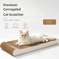 Griffoir pour chat en forme de chat de dessin animé, durable, résistant à l'usure, incurvé pour étirer les muscles, en carton ondulé rectangulaire, grande taille