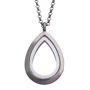 Colgante de medallón de memoria viva flotante de cristal con forma de gota de agua optable magnético para collar encanto de caja de fotos - Product Image 3