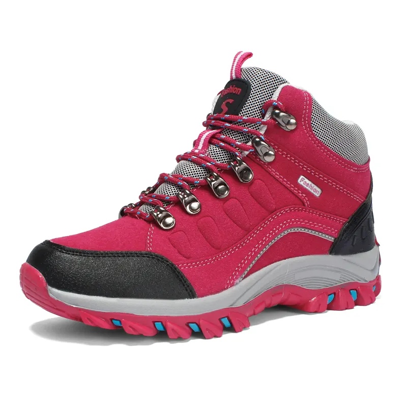 Custom leather waterproof trekking shoes hiking boots for men women