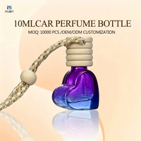 Diffuseur de parfum en verre suspendu pour voiture, forme cœur, dégradé, anti-fuite, 5 ml et 10 ml, avec bouchon en bois à visser