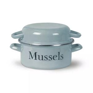 Olla para <span class=keywords><strong>Mejillones</strong></span> de Acero Esmaltado con Tapa, 18 cm, 20 cm, Nueva, Olla para Mariscos Vintage, Pequeña, 13.5 cm - Product Image 1