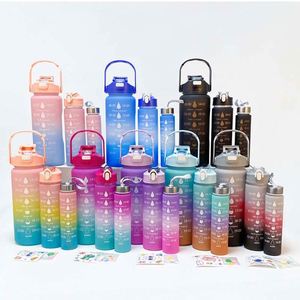 ขวดน้ำดื่มพลาสติกพร้อมหลอดขนาด2000มล. 800มล. 300มล. ขวดน้ำดื่ม3อิน1ของขวัญสำหรับกีฬาทางน้ำตั้งแคมป์ปั่นจักรยานกลางแจ้ง - Product Image 2