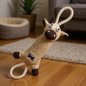 Jouet à mâcher pour chien en peluche mignon en forme de vache avec corde en coton, taille moyenne, pour jeu en intérieur - Product Image 2