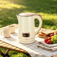 Bouilloire électrique sans fil en acier inoxydable 1,8 L, portable, pour la maison et la cuisine, arrêt automatique, protection contre l'ébullition à sec, rotation à 360°