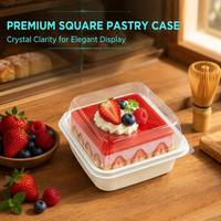 Boîtes à pâtisserie en PET transparentes avec fenêtre frontale, modèle DT-206, personnalisables avec logo, jetables, carrées, en kraft, pour pain, gâteaux, cadeaux, donuts