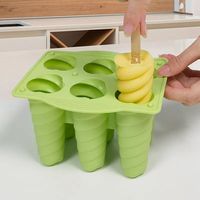 Moule à crème glacée et yaourt en spirale durable à 6 cavités DIY Fruit Ice Popsicle Silicone Tray Cube Shape Ice Cube Tray