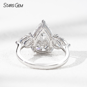 Starsgem 1.339ctw-6.565ctw Three <b>Stones</b> <b>Ring</b> 10K Solid Gold Pear Cut IGI Certified Lab Grown Diamond Engagement <b>Ring</b> for Gift - Product Image 3