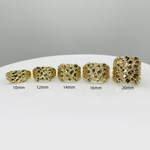 Anello JXX Jewelry placcato oro 14K con taglio quadrato a pepita, gioiello di moda hip hop per <span class=keywords><strong>uomo</strong></span> e donna, <span class=keywords><strong>regalo</strong></span> per la Festa del Papà - Product Image 1