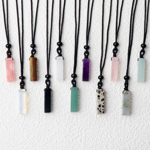 Natural Stone <strong>Amethyst</strong> Long Square Rectangle Polished Three-dimensional Pendant DIY Necklace Accessories Jinhua Cross-border - Product Image 2