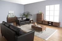 Mueble Multiusos SAMOS de Color Nogal, Diseño Escandinavo, Estructura Metálica, Unidad de Almacenamiento para Sala de Estar, 5+