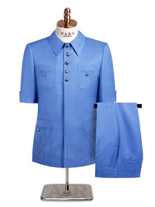 Completi Formali da Uomo per Cene <span class=keywords><strong>Eleganti</strong></span>, Outfit per Feste Quotidiane, Moda Maschile Slim Fit, Blazer a Maniche Corte e <span class=keywords><strong>Pantaloni</strong></span>, Set 2 Pezzi - Product Image 4